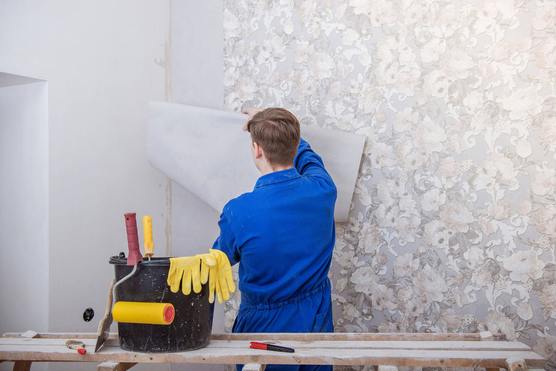 Cactus City Wallcovering Pros team installing wallpaper in Phoenix home